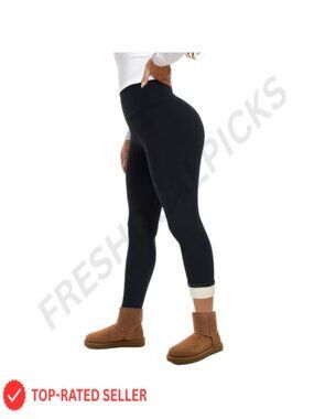 Fleece Lined Thermal Leggings High Waist Tummy Control Winter Warm Pants